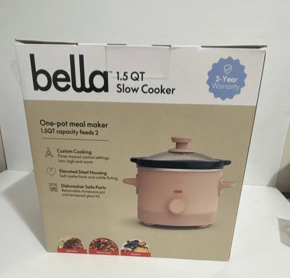 Bella 1.5 Qt Mini Slow Cooker – Pink – 3 Heat Settings